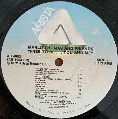 Marlo Thomas And Friends : Free To Be...You And Me (LP, Album, RE)
