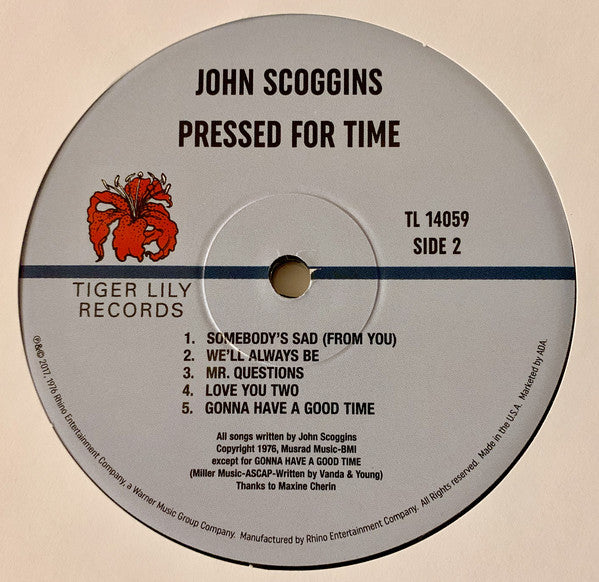 John Scoggins : Pressed For Time (LP, Album, RE)