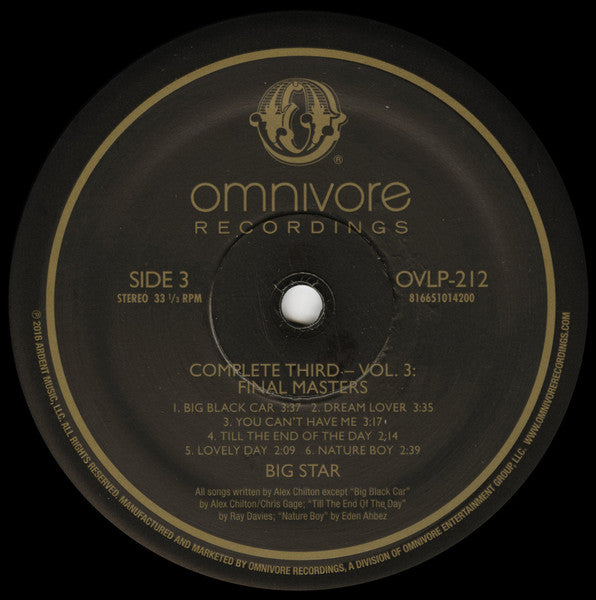 Big Star : Complete Third: Vol. 3: Final Masters (2xLP, Etch, RE)
