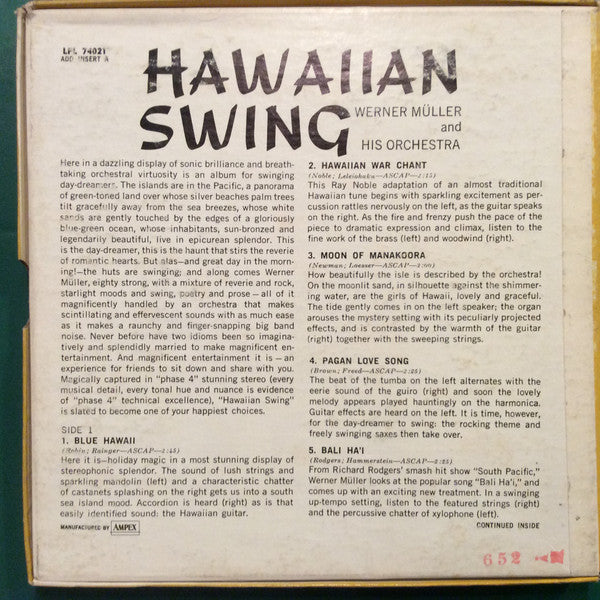 Werner Müller Und Sein Orchester : Hawaiian Swing (Reel, 4tr Stereo, 7" Reel)