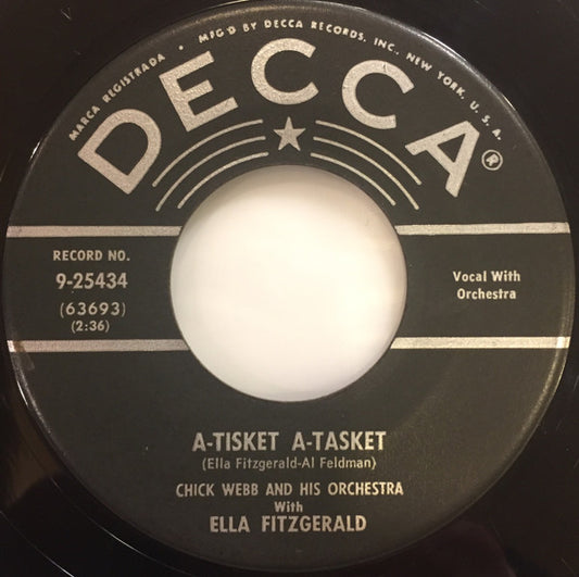 Chick Webb And His Orchestra With Ella Fitzgerald : A-Tisket A-Tasket / Undecided (7", Single, RE, Ric)