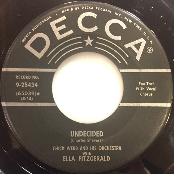 Chick Webb And His Orchestra With Ella Fitzgerald : A-Tisket A-Tasket / Undecided (7", Single, RE, Ric)