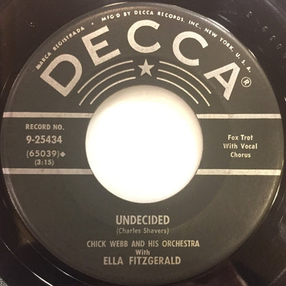 Chick Webb And His Orchestra With Ella Fitzgerald : A-Tisket A-Tasket / Undecided (7", Single, RE, Ric)