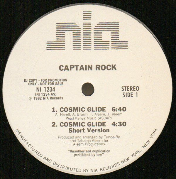 Captain Rock : Cosmic Glide (12", Promo)