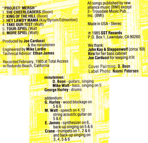 Minutemen : Project: Mersh (12", EP)