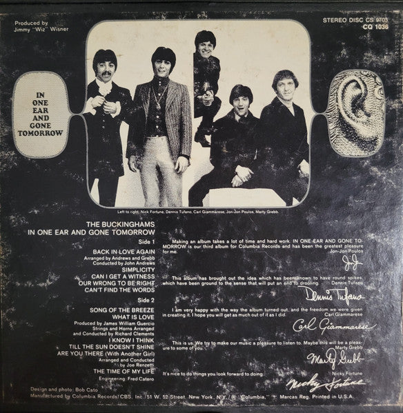The Buckinghams : In One Ear And Gone Tomorrow (Reel, 4tr Stereo, 7" Reel, Album)