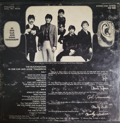 The Buckinghams : In One Ear And Gone Tomorrow (Reel, 4tr Stereo, 7" Reel, Album)
