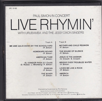Paul Simon With Urubamba And The Jessy Dixon Singers : Paul Simon In Concert Live Rhymin' (Reel, 4tr Stereo, 7" Reel)