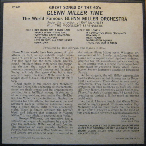 The Glenn Miller Orchestra : Great Songs Of The 60's / Glenn Miller Time (Reel, 4tr Stereo, Album)