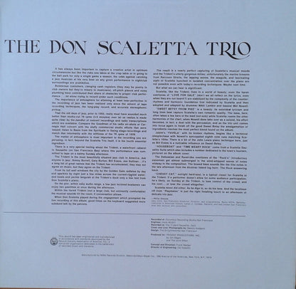 The Don Scaletta Trio : Sunday Afternoon At The Trident (LP, Album, Mono, Promo, Whi)