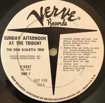The Don Scaletta Trio : Sunday Afternoon At The Trident (LP, Album, Mono, Promo, Whi)