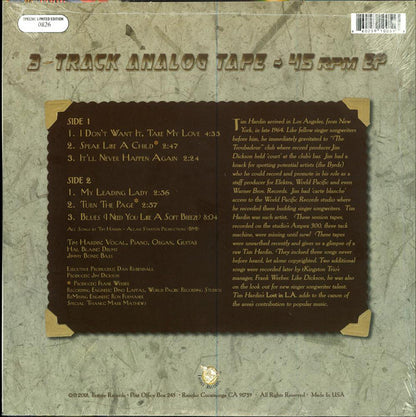 Tim Hardin : Lost In L.A. (12", EP, Ltd, Num, 180)