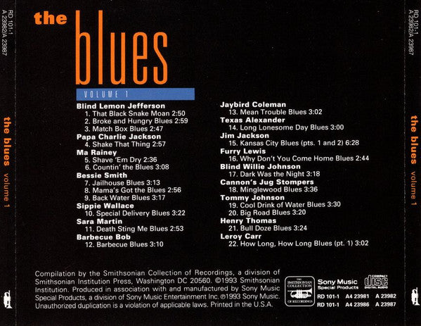 Various : The Blues (A Smithsonian Collection Of Classic Blues Singers)  (Box, Comp, RM + 4xCD)