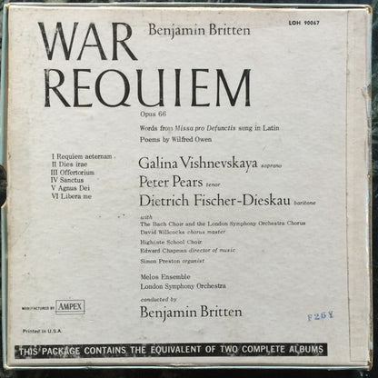 Benjamin Britten, Melos Ensemble Of London, The London Symphony Orchestra* and Chorus*, The Bach Choir, The Choir Of Highgate School : War Requiem Op. 66 (Reel, 4tr Stereo, 7" Reel, Album)