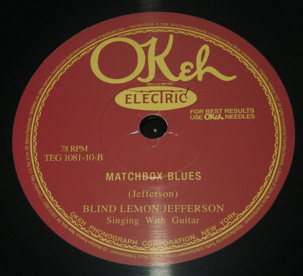 Blind Lemon Jefferson : Black Snake Moan / Matchbox Blues (10", RSD, RE)
