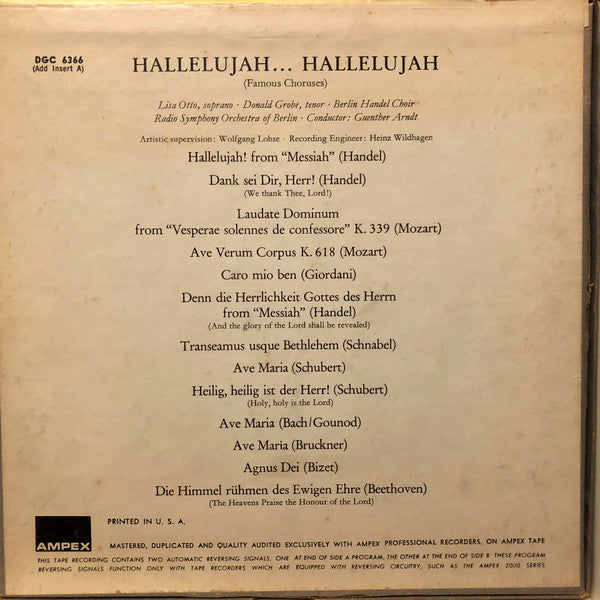 Berliner Händel-Chor, Radio-Symphonie-Orchester Berlin, Günther Arndt : Hallelujah... Hallelujah (Famous Choruses) (Reel, 4tr Stereo, 7" Reel, Comp)