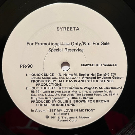 Syreeta : Quick Slick / Out The Box (12", Promo)