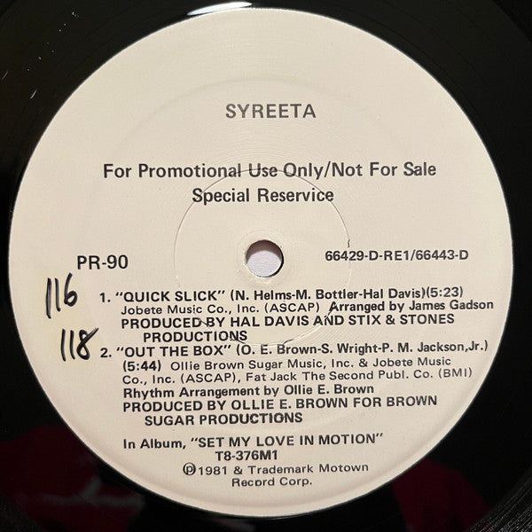 Syreeta : Quick Slick / Out The Box (12", Promo)