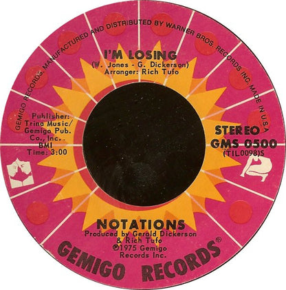 Notations* : Think Before You Stop / I'm Losing (7", Single, Styrene)