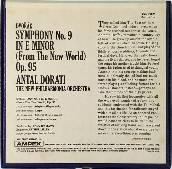 Antonín Dvořák / Antal Dorati, New Philharmonia Orchestra : New World Symphony (Reel, 4tr Stereo, 7" Reel, Album)