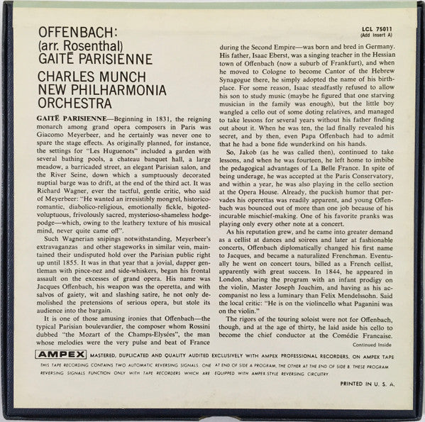 Jacques Offenbach - Charles Munch, New Philharmonia Orchestra : Gaite Parisienne (Reel, 4tr Stereo, 7" Reel)