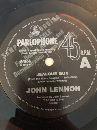 John Lennon : Jealous Guy (7", Single, Promo, RE)