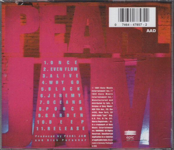 Pearl Jam : Ten (CD, Album, RE, RP)