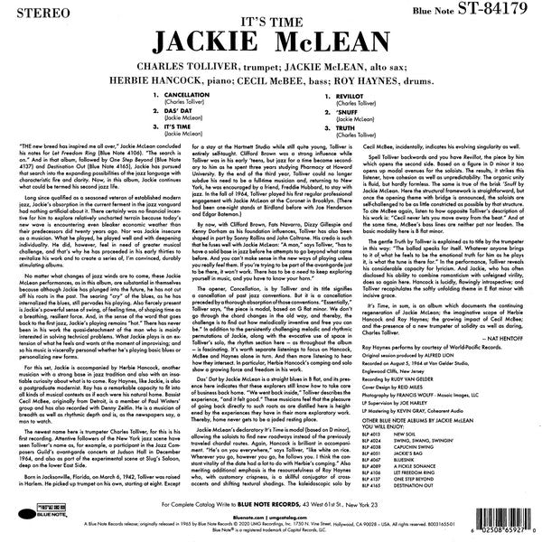 Jackie McLean : It's Time! (LP, Album, RE, 180)