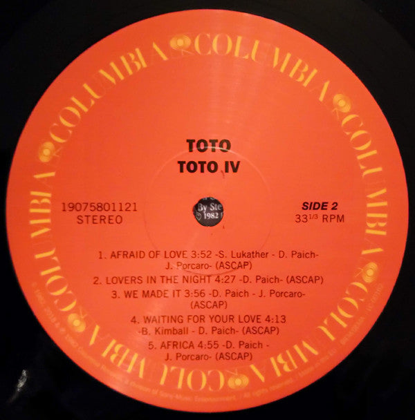 Toto : Toto IV (LP, Album, RE, RM)