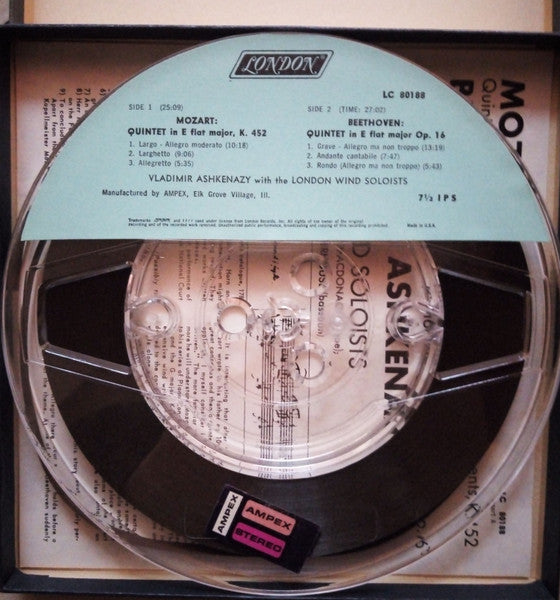 Mozart*, Beethoven*, Ashkenazy*, London Wind Soloists : Quintet In E Flat, K.452 / Quintet In E Flat, Op.16 (Reel, 4tr Stereo, 7" Reel, Album)