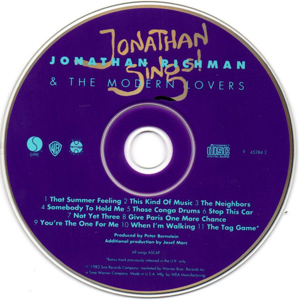 Jonathan Richman & The Modern Lovers : Jonathan Sings! (CD, Album, RE)