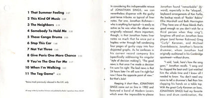 Jonathan Richman & The Modern Lovers : Jonathan Sings! (CD, Album, RE)