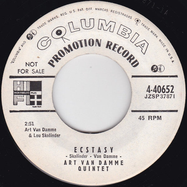 The Art Van Damme Quintet : The Cricket / Ecstasy (7", Single, Promo, Bri)