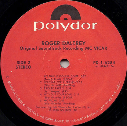 Roger Daltrey : McVicar (Original Soundtrack Recording) (LP, Album, 49 )