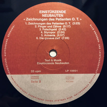 Einstürzende Neubauten : Zeichnungen Des Patienten O.T. (Drawings Of Patient O.T.) (LP, Album, RE, RM)