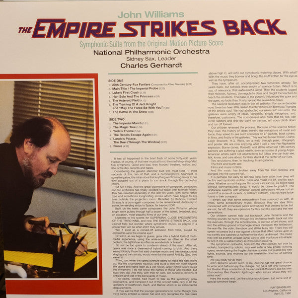 John Williams (4), National Philharmonic Orchestra, Charles Gerhardt : The Empire Strikes Back (Symphonic Suite From The Original Motion Picture Score) (LP, Album)