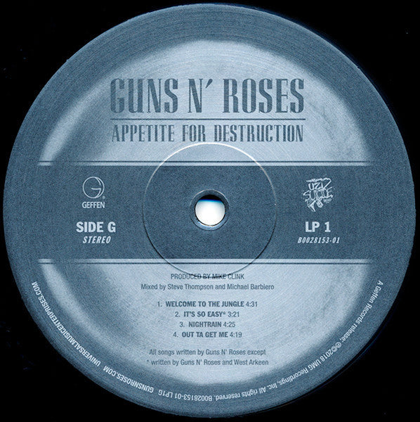 Guns N' Roses : Appetite For Destruction (LP + LP, S/Sided, Hol + Album, RE, RM, 180)