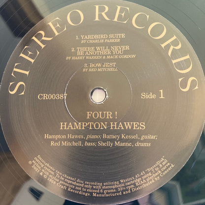 Hampton Hawes !!!! With Barney Kessel, Shelly Manne & Red Mitchell : Four! (LP, Album, RE, 180)