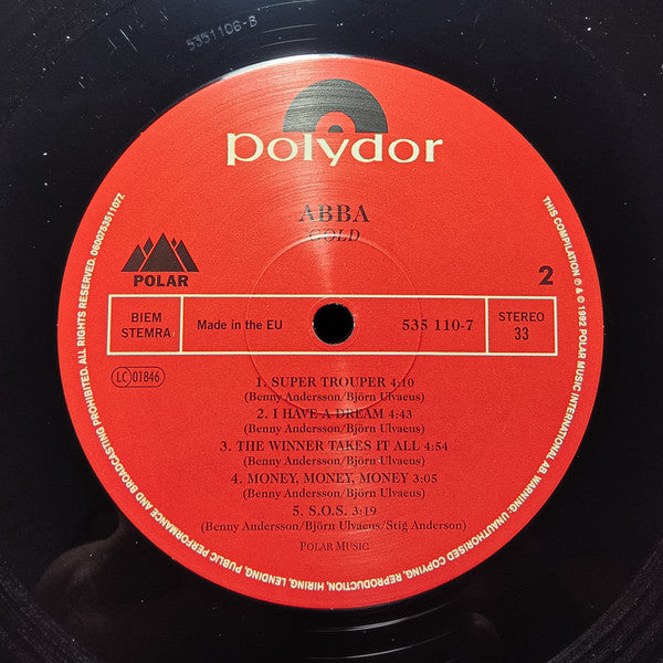 ABBA : Gold (Greatest Hits) (2xLP, Comp, RE, RM)