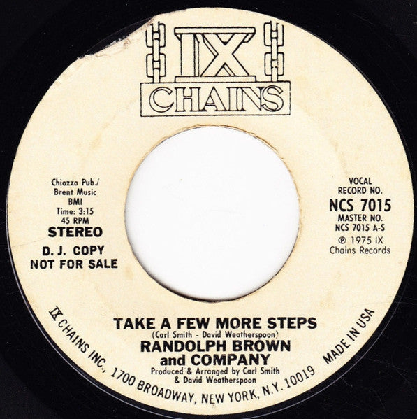 Randolph Brown & Co : Take A Few More Steps (7", Promo)