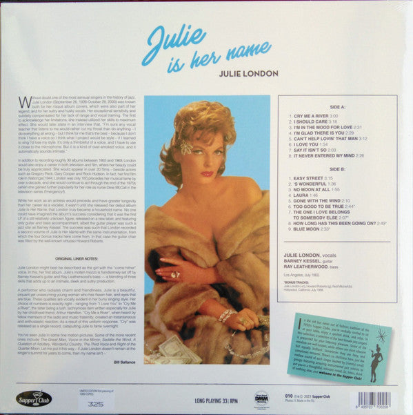 Julie London : Julie Is Her Name (LP, Album, Mono, Ltd, Num, RE)