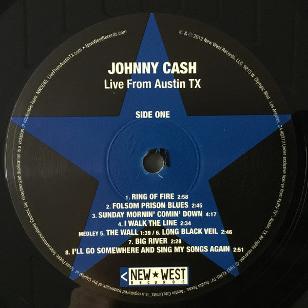 Johnny Cash : Live From Austin TX (LP, Album, Bla)