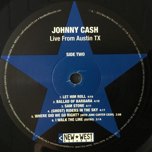 Johnny Cash : Live From Austin TX (LP, Album, Bla)