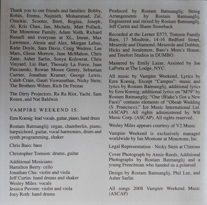 Vampire Weekend : Vampire Weekend (CD, Album, RE, RP, arv)