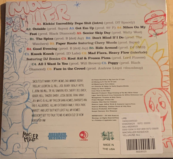 Mac Miller : K.I.D.S. (Kickin Incredibly Dope Shit) (LP + LP, S/Sided + Ltd, Mixtape, RE, Yel)
