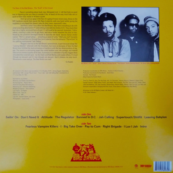 Bad Brains : Bad Brains (LP, Album, Ltd, RM, RP, Ban)