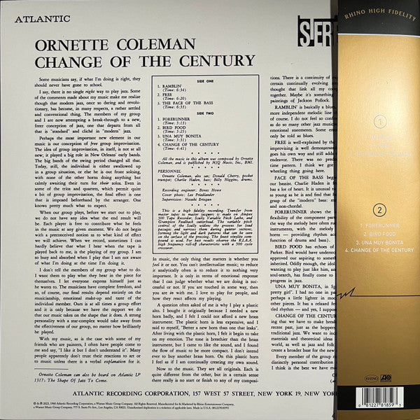 Ornette Coleman : Change Of The Century (LP, Album, Ltd, Num, RE, 180)