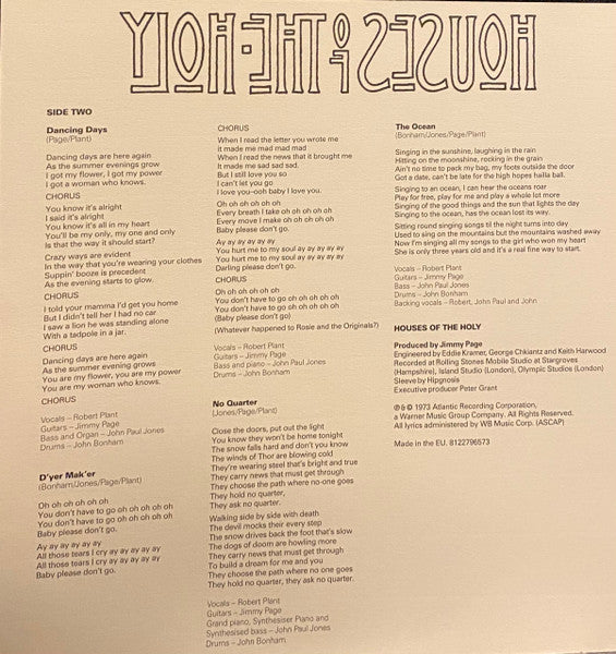 Led Zeppelin : Houses Of The Holy (LP, RM)