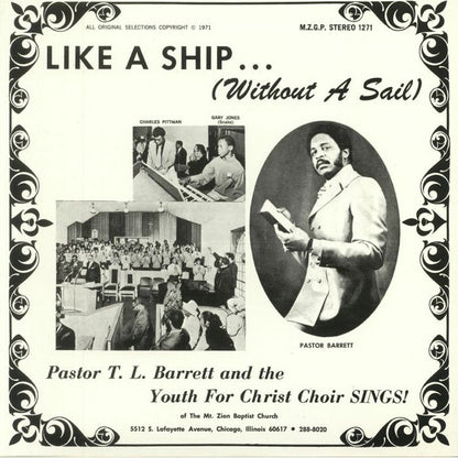 Pastor T. L. Barrett And The Youth For Christ Choir : Like A Ship... (Without A Sail) (LP, Album, RE, Spl)