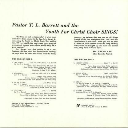 Pastor T. L. Barrett And The Youth For Christ Choir : Like A Ship... (Without A Sail) (LP, Album, RE, Spl)